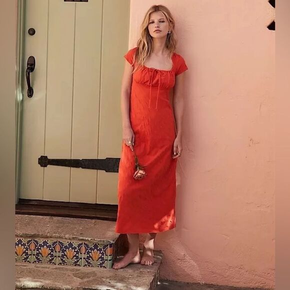NWOT Free People 100% cotton Natalya Solid Midi Dress. Size Small - Picture 1 of 9